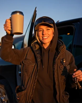D'Zia Saluting with her coffee mug